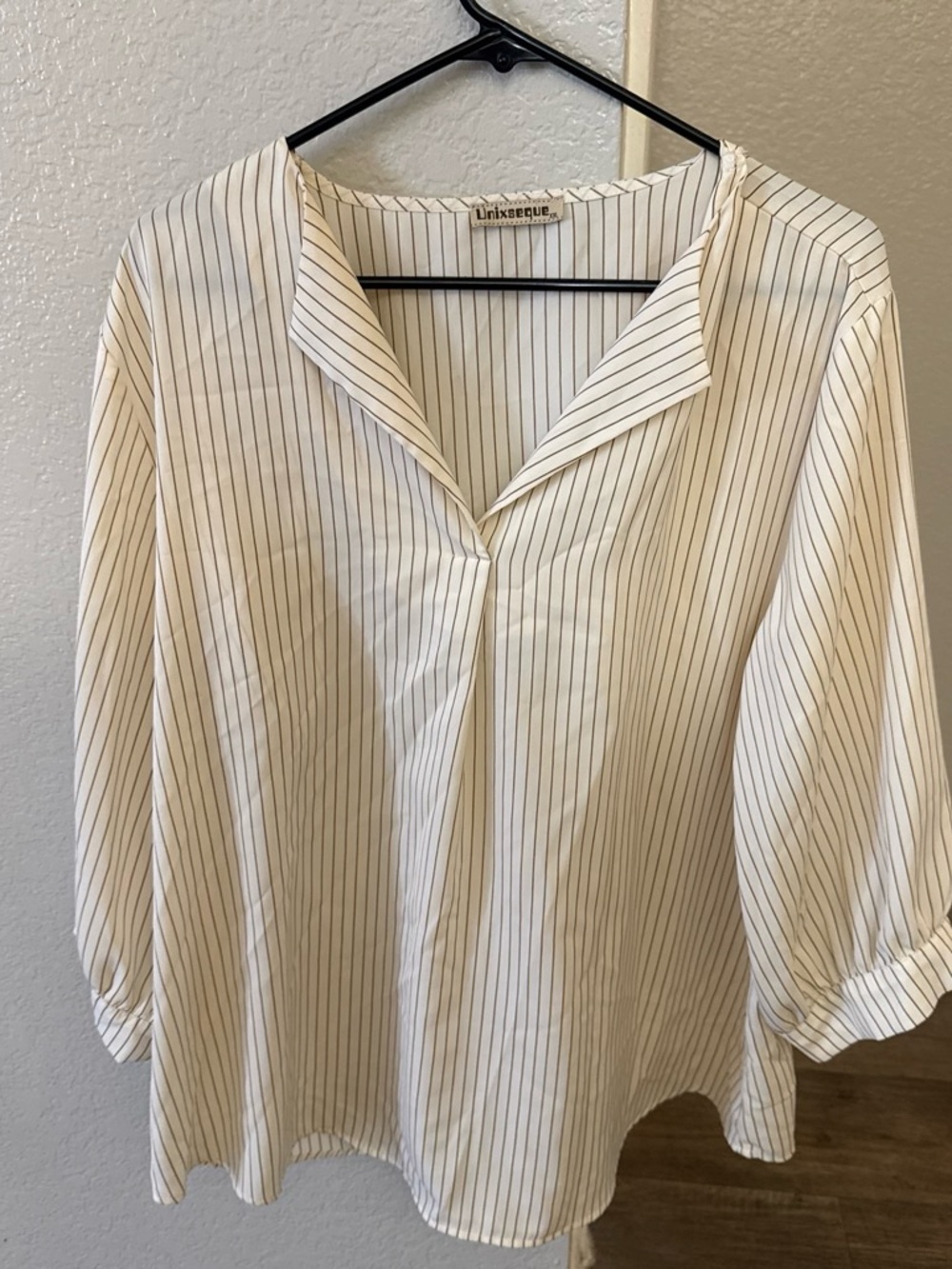 Cream Pinstripe V-Neck Tunic Top